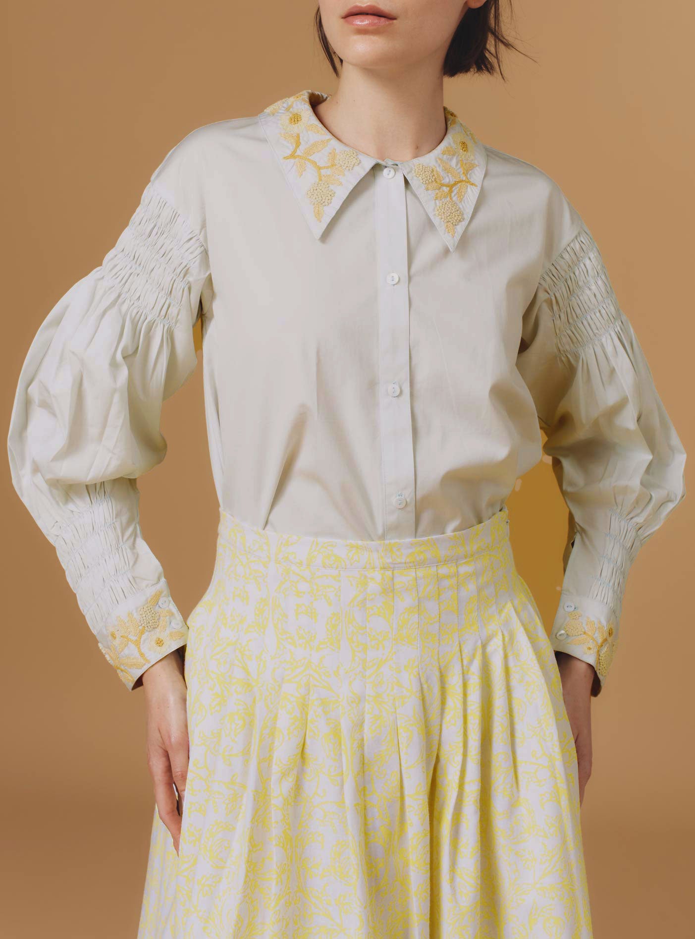 Zlata Blouse - Balkan Embroideries - Cabbage White