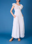 Front view of Milos - White Cotton Voile Dress - Thierry Colson